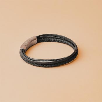 Dreifaches Armband mit grauem italienischem Nappaleder - Arte Grey